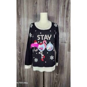 United States Sweaters Pink Graphic Print Ugly‎ Christmas Sweater Large